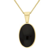18ct Yellow Gold Whitby Jet Oval Necklace. P019. 