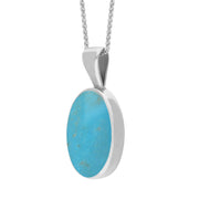 9ct White Gold Turquoise Oval Necklace. P019. 
