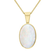 9ct Yellow Gold White Opal Oval Necklace, P019.
