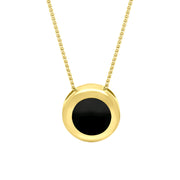 9ct Yellow Gold Whitby Jet Modern Framed Round Necklace