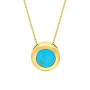 9ct Yellow Gold Turquoise Modern Framed Round Necklace