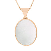 9ct Rose Gold Blue John Mother of Pearl Hallmark Double Sided Oval Necklace