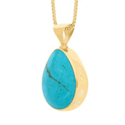 18ct Yellow Gold Whitby Jet Turquoise Hallmark Double Sided Pear-shaped Necklace