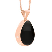 9ct Rose Gold Whitby Jet Malachite Hallmark Double Sided Pear-shaped Necklace