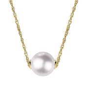 00177900 18ct Yellow Gold 12mm White Pearl Necklace, P3491C.