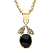Pendant Whitby Jet And Gold Oval Leaf