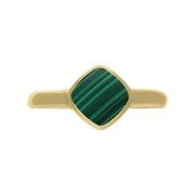9ct Yellow Gold Malachite Curved Square Cushion Ring, R406
