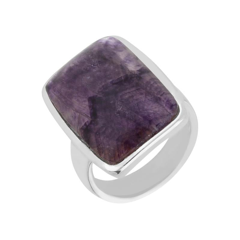 Sterling Silver Blue John Chunky Oblong Ring D | Blue John Gallery