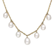 00177909 18ct Yellow Gold White Pearl Twist Cable Necklace, N1059.