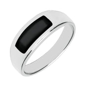 Sterling Silver Whitby Jet Inlay Band Ring R003
