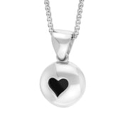 Sterling Silver Whitby Jet Heart Disc Necklace