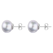 Sterling Silver 10mm Grey Freshwater Pearl Stud Earrings, E2545_2