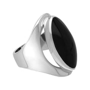 Sterling Silver Whitby Jet Medium Oval Ring