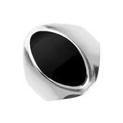 Sterling Silver Whitby Jet Oval Ring R076