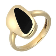00003709 C W Sellors 9ct Yellow Gold Whitby Jet Freeform Shaped Ring. R222