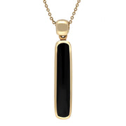 00032231 C W Sellors 9ct Yellow Gold Whitby Jet Long Oblong Necklace. P1021