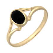 00005517 C W Sellors 9ct Yellow Gold And Whitby Jet Oval Split Ring. R126