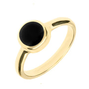 00003757 C W Sellors 9ct Yellow Gold Whitby Jet Round Stone Set Ring, R500.