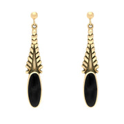 00071560 C W Sellors 9ct Yellow Gold Whitby Jet Tapered Flute Drop Earrings, E087.