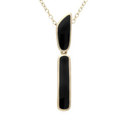 00032218 C W Sellors 9ct Yellow Gold Whitby Jet Two Stone Long Necklace, P1003.