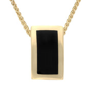 00032283 C W Sellors 9ct Yellow Gold Whitby Jet Oblong Stone Set Necklace, P1160.