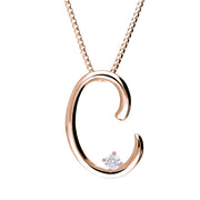 Love Letters 18ct Rose Gold 0.10ct Diamond Initial C Necklace