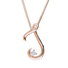 Love Letters 18ct Rose Gold Diamond Initial J Necklace