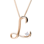 Love Letters 18ct Rose Gold 0.10ct Diamond Initial L Necklace