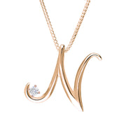 Love Letters 18ct Rose Gold 0.10ct Diamond Initial N Necklace