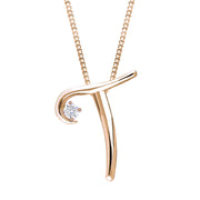 Love Letters 18ct Rose Gold 0.10ct Diamond Initial T Necklace