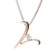 Love Letters 18ct Rose Gold 0.10ct Diamond Initial V Necklace