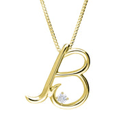 Love Letters 18ct Yellow Gold 0.10ct Diamond Initial B Necklace