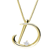 Love Letters 18ct Yellow Gold 0.10ct Diamond Initial D Necklace