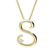 Love Letters 18ct Yellow Gold 0.10ct Diamond Initial S Necklace