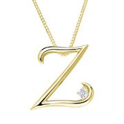 Love Letters 18ct Yellow Gold 0.10ct Diamond Initial Z Necklace