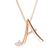 Love Letters 9ct Rose Gold 0.10ct Diamond Initial A Necklace