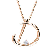Love Letters 9ct Rose Gold 0.10ct Diamond Initial D Necklace