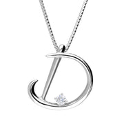 Love Letters 9ct White Gold 0.10ct Diamond Initial D Necklace