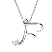 Love Letters 9ct White Gold 0.10ct Diamond Initial F Necklace