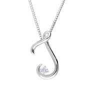Love Letters 9ct White Gold 0.10ct Diamond Initial J Necklace