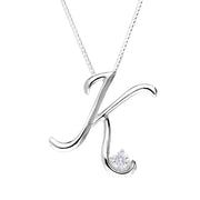 Love Letters 9ct White Gold 0.10ct Diamond Initial K Necklace