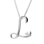 Love Letters 9ct White Gold 0.10ct Diamond Initial L Necklace