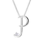 Love Letters 9ct White Gold 0.10ct Diamond Initial P Necklace