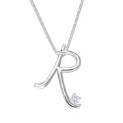 Love Letters 9ct White Gold 0.10ct Diamond Initial R Necklace
