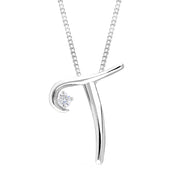 Love Letters 9ct White Gold 0.10ct Diamond Initial T Necklace