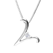 Love Letters 9ct White Gold 0.10ct Diamond Initial V Necklace