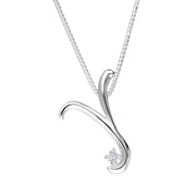 Love Letters 9ct White Gold 0.10ct Diamond Initial Y Necklace
