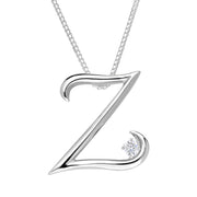 Love Letters 9ct White Gold 0.10ct Diamond Initial Z Necklace