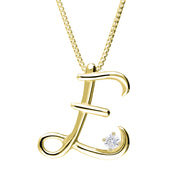 Love Letters 9ct Yellow Gold 0.10ct Diamond Initial E Necklace