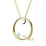 Love Letters 9ct Yellow Gold 0.10ct Diamond Initial Q Necklace